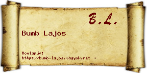 Bumb Lajos névjegykártya